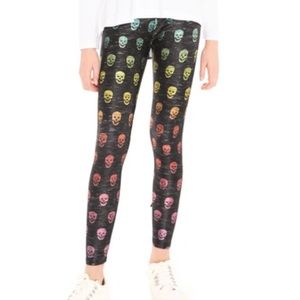 Terez Little Girls Heathered Rainbow Skull Leggings - Size Large